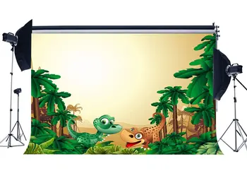 דינוזאור רקע תפאורות מצוירות עצי קוקוס תקופת היורה תינוק מתוק מקלחת צילום רקע קישוט