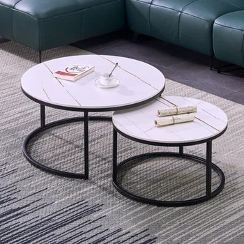 איטלקי צפחה גודל סביב שולחן הקפה נורדי הסלון פשוט עגול שולחן קפה Tavoli דה-Pranzo ריהוט למטבח FGM