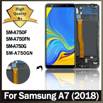 6.0 באיכות גבוהה עבור Samsung Galaxy A7 2018 A750 LCD A750F A750FN תצוגה עם מסגרת מסך מגע דיגיטלית חלקי חילוף
