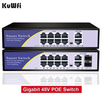 10 יציאות POE Gigabit Switch 48V VLAN 10/100/1000Mbps 8 פו 1000M נמל+2Uplink יציאת מתג רשת עבור טלוויזיה במעגל סגור מצלמת IP אלחוטית AP
