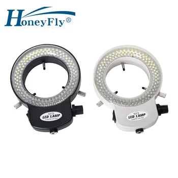 HoneyFly LED מיקרוסקופ הטבעת המנורה ניתן לעמעום 110V~240V 8W 6000k 144 חרוזים מתאים קוטר פנימי 30-62mm מגדלת הנורה