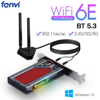 Fenvi AXE3000RGB WIFI 6E PCI-E AX210 Tri Band Wireless Card Bluetooth 5.3 2.4 g/5g/6ghz מתאם Wi-Fi על Win10-64bit עבור שולחן העבודה