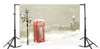 צילום רקע חג מולד שלג כיסה את הנוף בוקה הילות תא טלפון תנועה אורות חג המולד