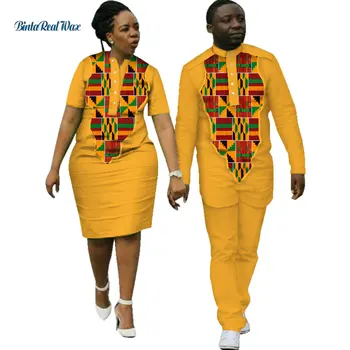 2020 דאשיקי אפריקה שמלות לנשים Bazin ריש Mens אפריקה בגדים העליון, מכנסיים ערכות זוג חמוד, המאהב בגדים WYQ127