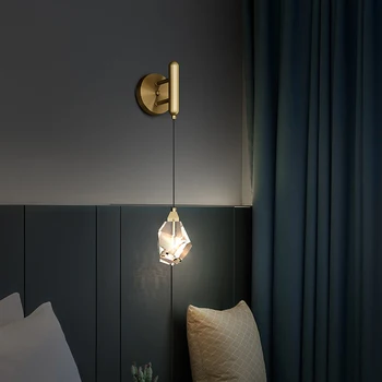 JMZM נורדי קריסטל מנורת קיר קטן נברשת קישוט אור מנורות קיר חדר השינה ליד המיטה בסלון יוקרה נחושת חדש מנורת קיר