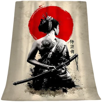 הסמוראי היפני המודרני החיילת אמנות פוסטר פלנל על ידי הו אלי לילי מתאים עבור כל העונות