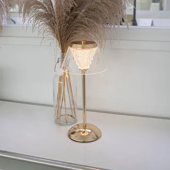 הוביל מגע רגיש קריסטל אלחוטית מנורת שולחן בסגנון נורדי אווירה, תאורה עבור חדר השינה מסעדה בר קישוט