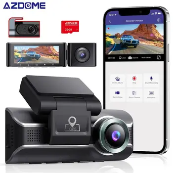AZDOME M550 Pro 3 ערוץ Dash Cam, מול בתוך האחוריים דרך שלוש המכונית דאש מצלמה 4K+1080P ערוץ כפול ,עם GPS, WiFi ,לילה IR