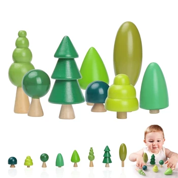 עץ בניין יער קישוטים צעצועים פטריות עץ חג המולד ילדים מונטסורי חינוכי עץ להבין התאמת צעצועים