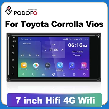 Podofo 2 Din אנדרואיד 10 8G+128G Carplay מולטימדיה לרכב רדיו נגן 7
