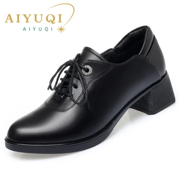 AIYUQI נשים נעליים Office אביב 2023 חדש גדול גודל נשים נעלי שמלה עגול הבוהן תחרה העסק רשמי נעלי נשים