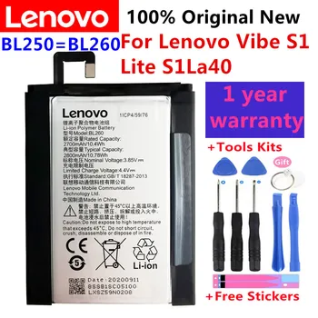 100% מקורי חדש באיכות גבוהה 2800mAh BL250 / BL260 סוללה עבור Lenovo VIBE S1 S1c50 S1a40 S1 40א +כלים בחינם