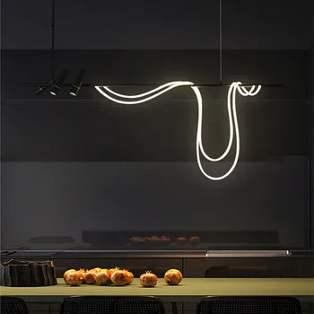 בסגנון נורדי LED אורות תליון הסלון מרכז שולחן מטבח המסעדה Accesories שחור נברשת בית עיצוב תאורה