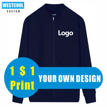 איכות גבוהה רוכסן המעיל מותאם אישית לוגו להדפיס עיצוב אישי החברה מותג רקמה Sweatershirt טקסט תמונה WESTCOOL