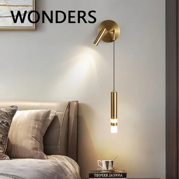LED מנורת קיר נורדי ראש כפול מתכוונן אורות קיר יצירתי השינה, לצד המיטה מנורות קריאה מקורה אקריליק עיצוב הבית פמוטים