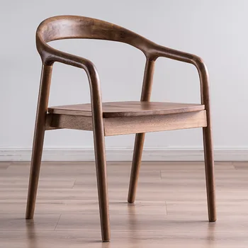 נורדי עץ מלא משענת כיסא האוכל Schumette מזדמן קפה כיסא פשוט הכורסה במשרד הכיסא