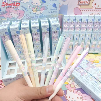 24pcs חדש Sanrio קרן סדרת אוטומטי עיפרון חמוד הספרייה מיקי גדול אוזן ארנב תלמיד כותב אוטומטי עיפרון נייר מכתבים