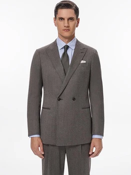 מותאם במיוחד לגברים העידו חליפות עסקים חתונה רשמית כלי מעיל כפולה חזה צמר אביב קיץ Fashiondavid