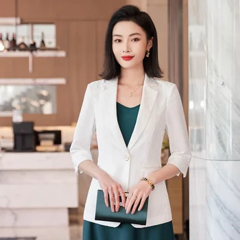 איכות האביב קיץ של נשים קוריאני אופנה אלגנטית חופשי בינוני שרוול הז ' קט המשרד פנאי מעיל דק קרדיגן מעיל עליון 4XL