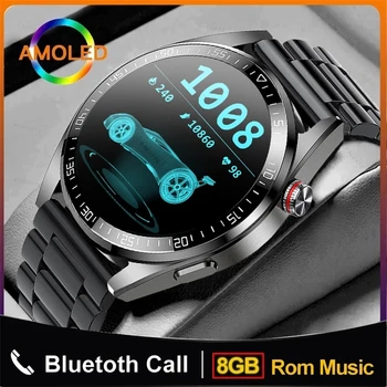חדש AMOLED HDScreen שעון חכם גברים Bluetooth שיחה 8G זיכרון RAM המוזיקה המקומית Smartwatch עבור Huawei Xiaomi Sunsung תמיכה TWS אוזניות