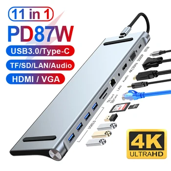 TAIHOM 6 1 סוג C-Hub עם 4K USB C ל-HDMI SD TF קורא כרטיסים 3 יציאות USB 3.0 Hub מתאם