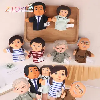 6Pcs/סט משפחה היד בובות צעצוע קטיפה דמויות מצוירות האצבע בובה לשחק תפקיד לספר סיפור. בד בובות צעצועים חינוכיים