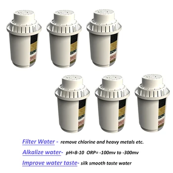 6 חבילות ph 8-10 orp -100mv ל -300mv החלפת מחסניות מסנן עבור 3.5 ליטר מים אלקליין כד מים מסנן מטהר