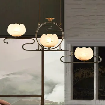 סיני חדש זן נברשת נחושת השיש האוכל נברשת פשוטה בסגנון סיני הכניסה חדר תה מחקר המנורה
