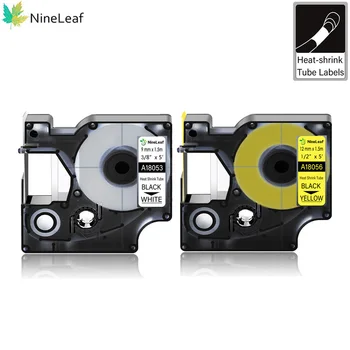 NineLeaf 6-24mm שחור על לבן/צהוב תווית הקלטת 18051 18052 18053 18054 18055 18056 חום מתכווץ הקלטת Dymo קרנף 6000