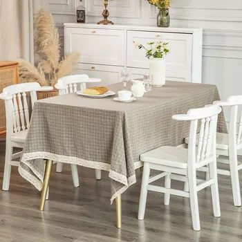 איכות גבוהה כותנה פשתן משובץ שולחן שטיח חדש מלבני לסלון שולחן מחצלת