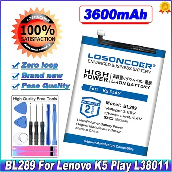 LOSONCOER 3600mAh 0 מחזור חדש 100% BL289 סוללה Lenovo K5 לשחק גבוהה קיבולת הסוללות~במלאי