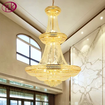 YOULAIKE גדול נברשת עבור מדרגות יוקרה לובי אולם קריסטל מנורת מודרני השמיני עיצוב led זהב קריסטל תאורה