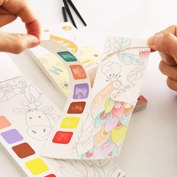 20 גליונות נייד לילדים ציור בצבעי מים הספר הצבע עם מים ילדים גואש התמונה גרפיטי ציור צביעה צעצועים מתנות