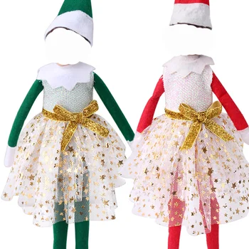 חג המולד בובה שדון בגדים השמלה הקשת החצאית נצנצים כוכב פתית שלג גדולות 30 ס 