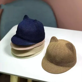 2021 ילדים כובע קש קיץ לתינוק כובע השמש עבור בנים ובנות חמודים רכיבה כובע קטן הקרן כומתה לנשימה שמש כובע כובע השמש
