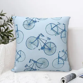 אופניים הבציר אופניים תבנית מרובעת מבד פוליאסטר כרית כיסוי Zip דקורטיביים בכריות נוחות הביתה השינה