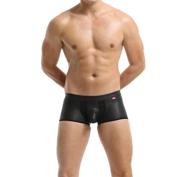 תחתוני ספורט גברים תחתוני בוקסר סקסי מקרית שחור עור רך כושר בוקסר רכה בצבע שחור, מכנסי ג ' וגינג אימון אופנה ספורט קצרים.
