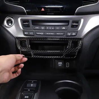 עבור הונדה פיילוט 15-22 ABS שחור מאט את המכונית בקרה מרכזי מיזוג אוויר לחצן מצב מסגרת הכיסוי לקצץ מדבקות אביזרי רכב