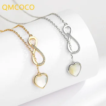QMCOCO צבע כסף Ceative 8-צורת השרשרת עבור האישה אופנה טמפרמנט הלב עצם הבריח שרשרת מעולה מגמה הצוואר אביזרים