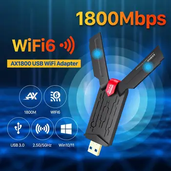 5G WiFi 6 מתאם USB 1800Mbps 5Ghz/2.4 GHz USB3.0 אלחוטית Wi-Fi דונגל כרטיס רשת 802.11 ax מתאם עבור Win10/11 UAX03