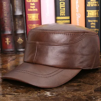 זכר כובע העור של גברים כובע בייסבול הסתיו והחורף חיצוני חם כובע צעיר בקר עור כובע מצחיה כובע בייסבול ב-7279
