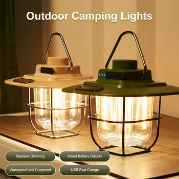 חיצוני פנס קמפינג אוהל נייד אור עמיד למים עובד אור חירום, מנורת USB לטעינה דיג מנורת גן תלוי אור.