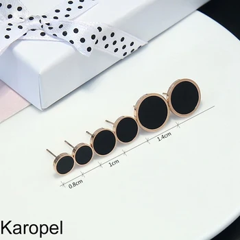 Karopel קלאסי פשוט טיטניום פלדה שחור דיסק נקבה עגילים לנשים 2021 גותי בנות קוריאני אופנה עגילי תכשיטים