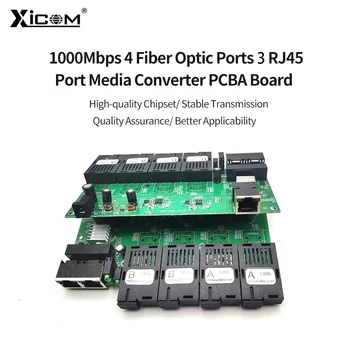 Gigabit פלאסה מטרו Ethernet switch fibra 4*1.25 גרם סיבים הנמל 3*100/1000M יציאת RJ45 SC אופטיים סיבים מתג PCBA לוח סימפלקס 20 ק 