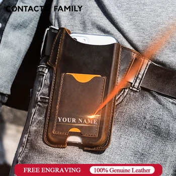 קשר עם המשפחה של Nubuck עור גברים הסלולר לולאה נרתיק תיק חגורה הוק תיק מותניים עבור iPhone 14 Pro מקס 4.7