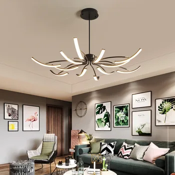 LED מודרנית נברשת שחור מט/לבן תליון מנורה מתכווננת זווית נברשת עבור הסלון, חדר השינה ללמוד עיצוב הבית