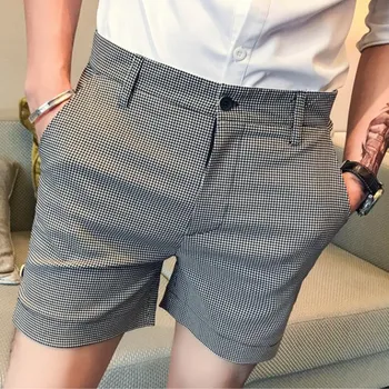 2021 גדול גודל S-3XL גברים slim fit קצרים חדשים באיכות גבוהה משבצות קלאסית מזדמנים מכנסיים קצרים שחור לבן סלים עסקים מזדמנים מכנסיים קצרים