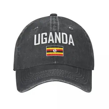 גברים כובע בייסבול אוגנדה הדגל ואת גופן פחם שטף ג ' ינס קלאסי בציר כותנה אבא נהג משאית כובע יוניסקס למבוגרים