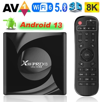 8K WIFI6 AV1 X88PRO אנדרואיד 13 הטלוויזיה Box 4GB 64GB RK3528 חכם אנדרואיד TVBOX Quad Core 2.5 GHz&5.8 GHz BT5.0 Media Player Set Top Box