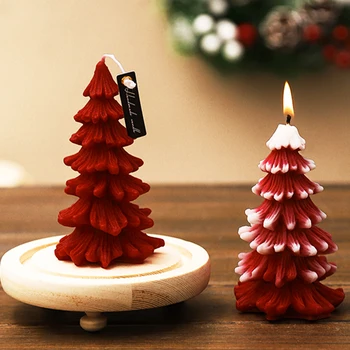 נר חג המולד עובש DIY 3D עץ חג המולד אורן שלג פתיתי שלג צורה עושה נר סיליקון עובש בבית מלאכה קישוט